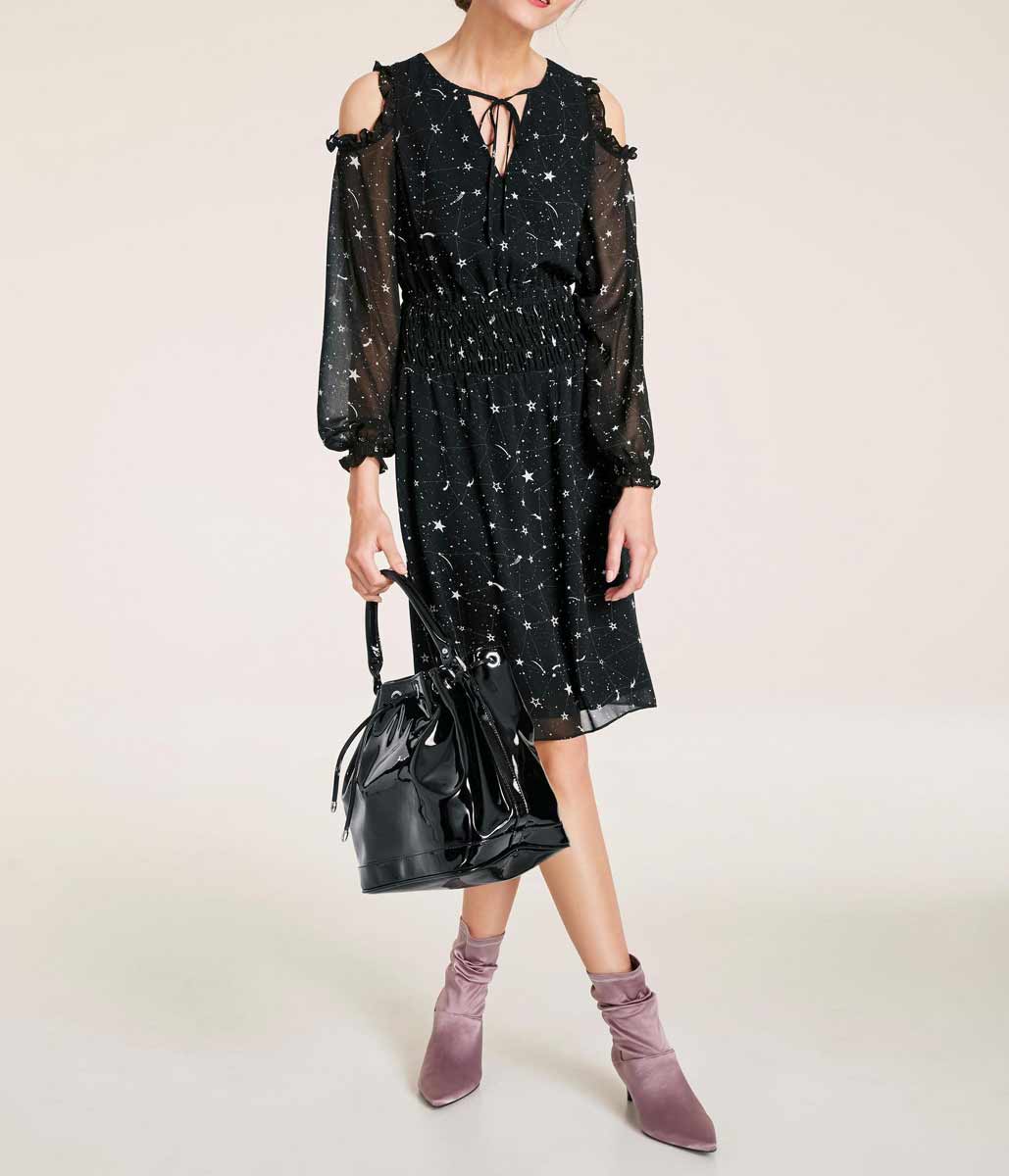 Heine Damen Kleid mit Cut-Outs, schwarz-ecru