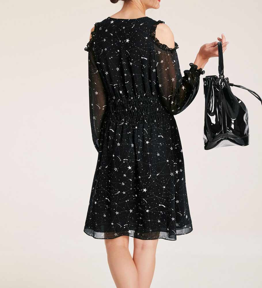 Heine Damen Kleid mit Cut-Outs, schwarz-ecru