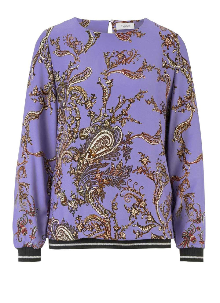 Heine Damen Druckbluse, lavendel-bunt