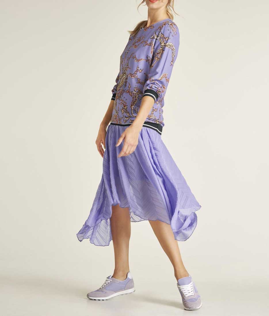 Heine Damen Druckbluse, lavendel-bunt