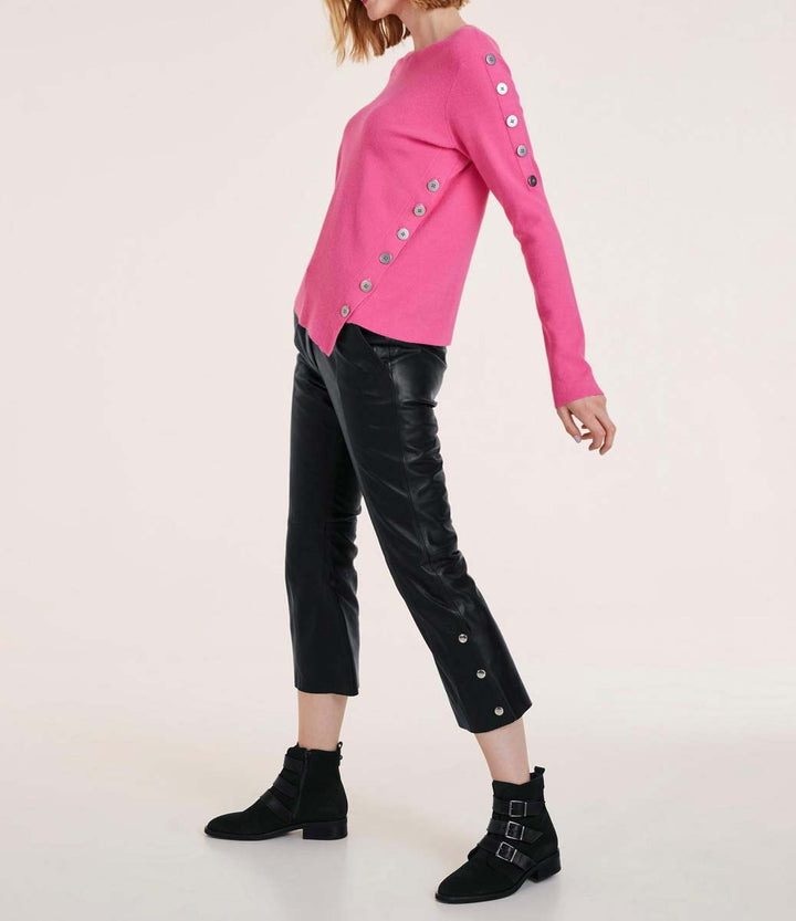 Heine Damen Pullover mit Knöpfen, pink