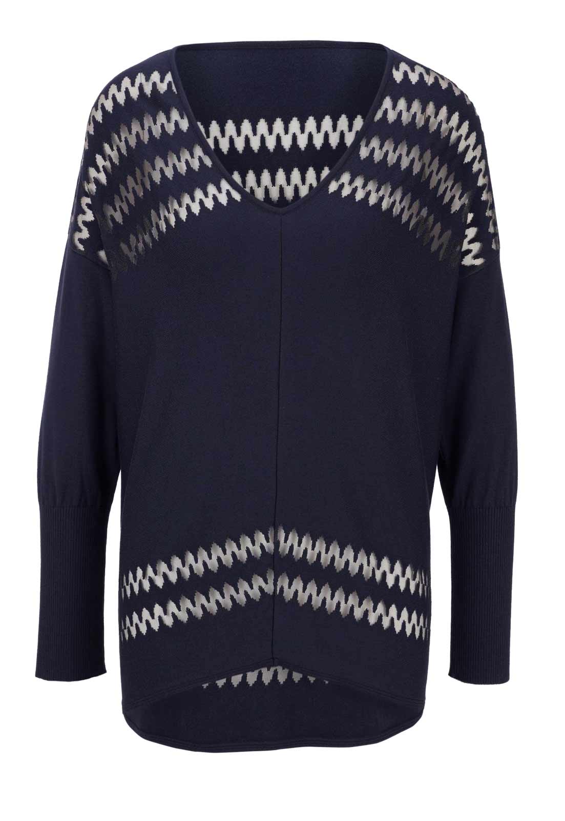 Heine Damen Oversized-Ausbrenner-Pullover, nachtblau