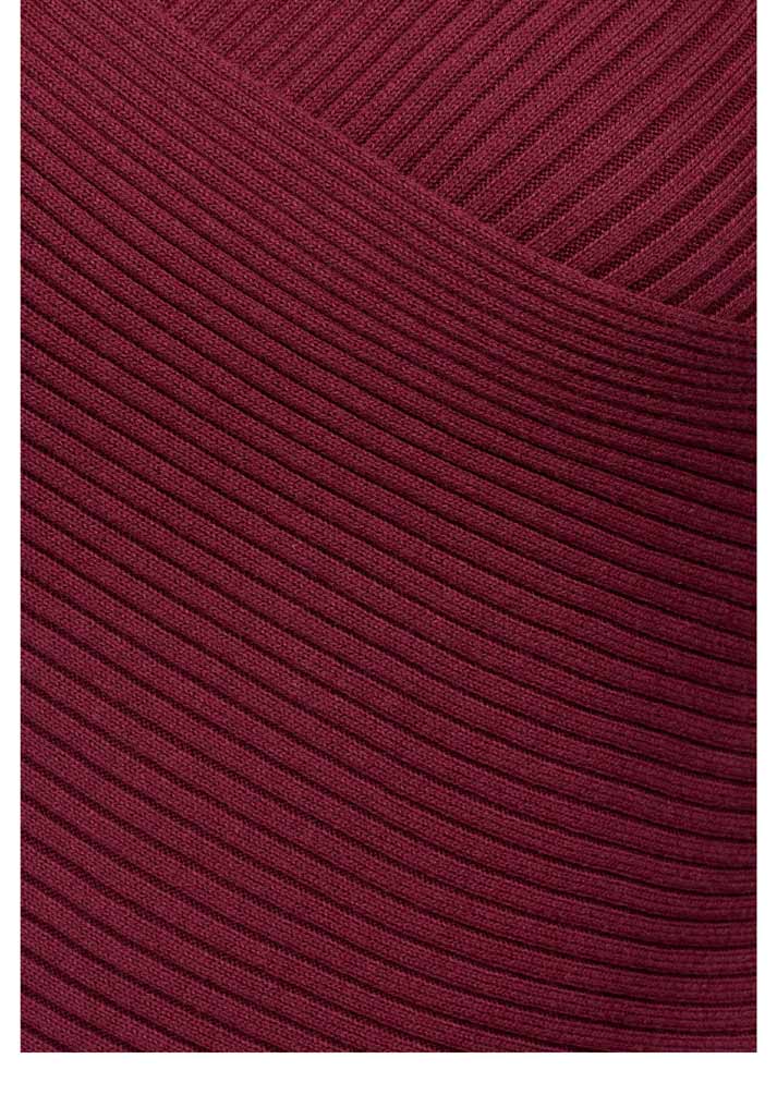 Tamaris Damen Marken-Rippenstrickpullover, dunkelrot