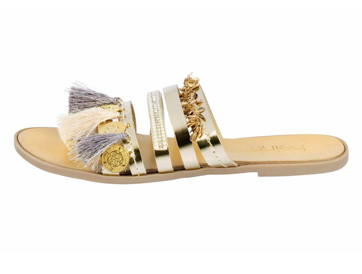 Heine Damen Leder-Pantolette, goldfarben