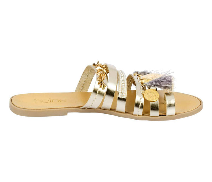 Heine Damen Leder-Pantolette, goldfarben