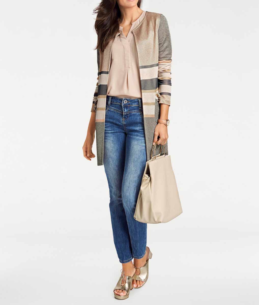 Patrizia Dini Damen Designer-Strickjacke, taupe-geld