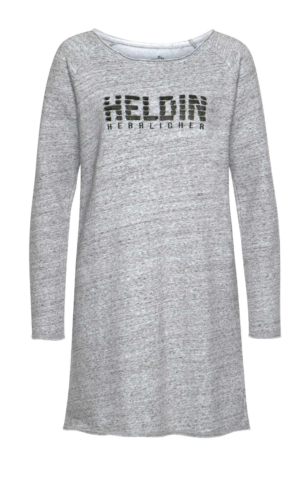 HERRLICHER Damen Marken-Sweat-Longshirt-Kleid CARRA", grau-melange"