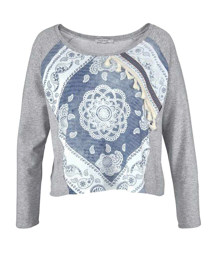 Please Damen Marken-Sweatshirt, grau-blau