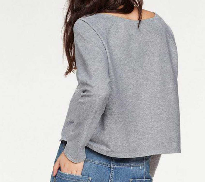 Please Damen Marken-Sweatshirt, grau-blau