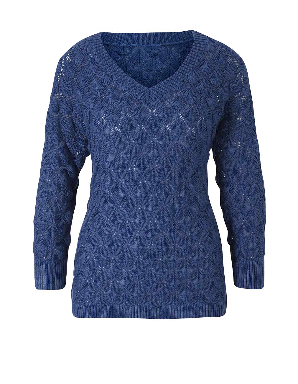 LINEA TESINI Damen Designer-Pullover, blau