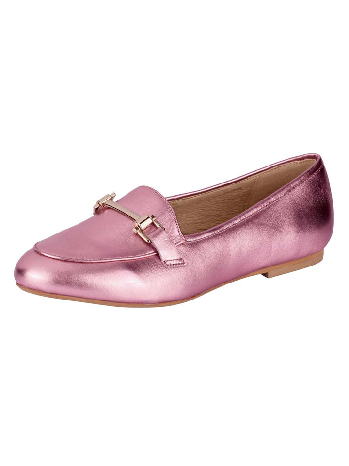 Heine Damen Lederslipper, rosé-metallic