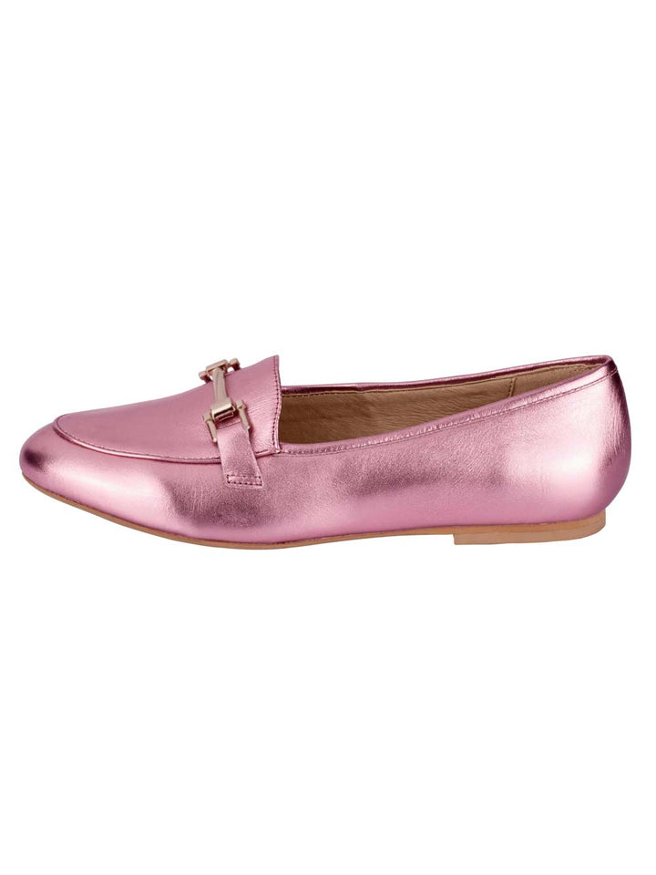 Heine Damen Lederslipper, rosé-metallic