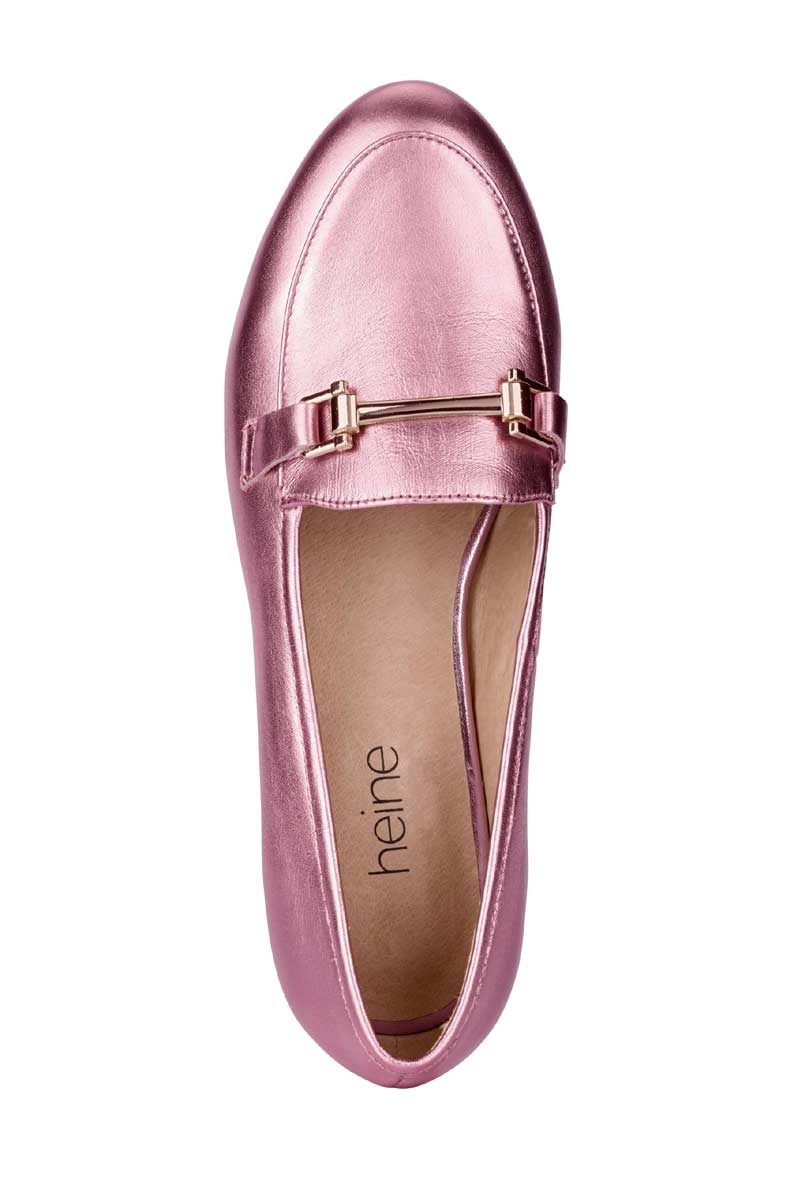 Heine Damen Lederslipper, rosé-metallic