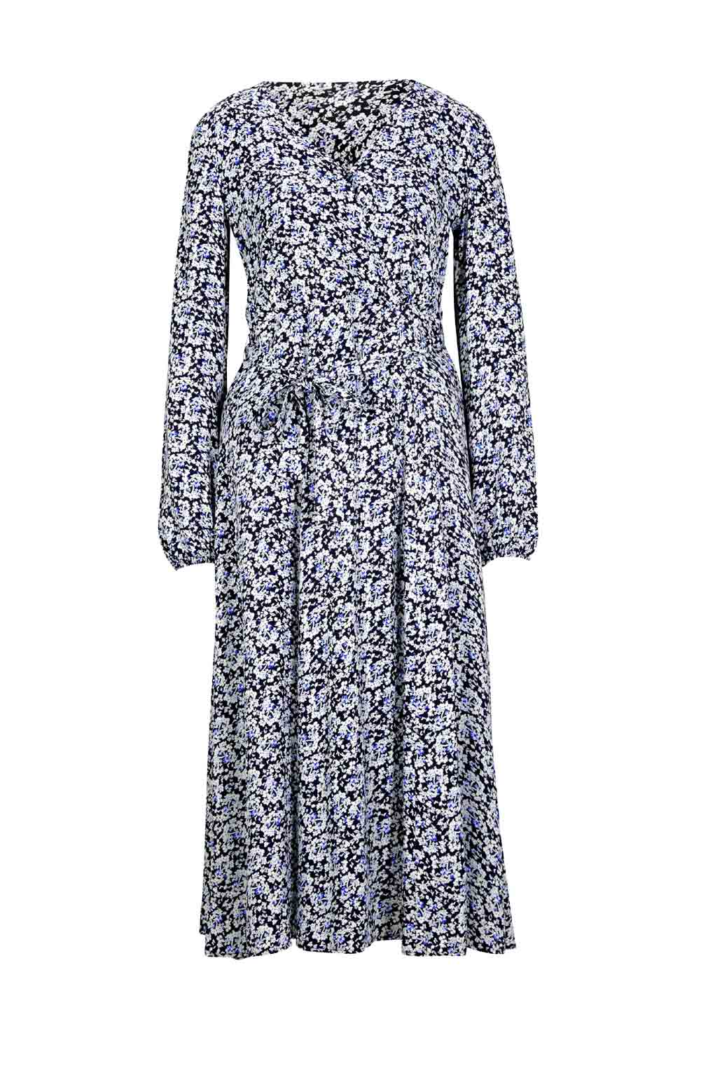 ASHLEY BROOKE Damen Designer-Druckkleid, blau-weiß