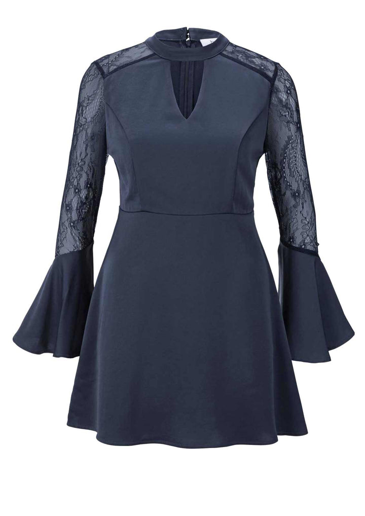 HEINE Damen Bluse mit Spitze, nachtblau
