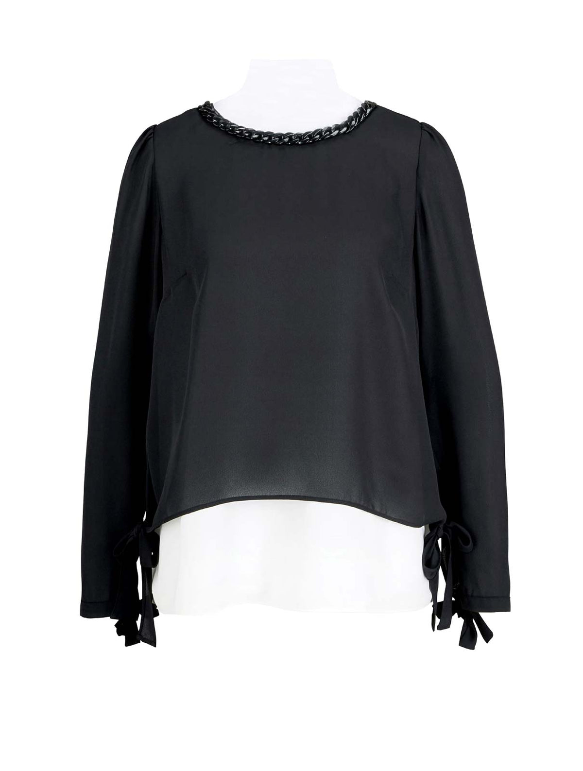 ASHLEY BROOKE Damen 2-in-1-Bluse mit Schmuckkette, schwarz-weiß