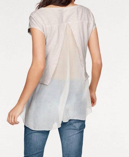 Please Damen Marken-Jersey-Seiden-Shirt , creme