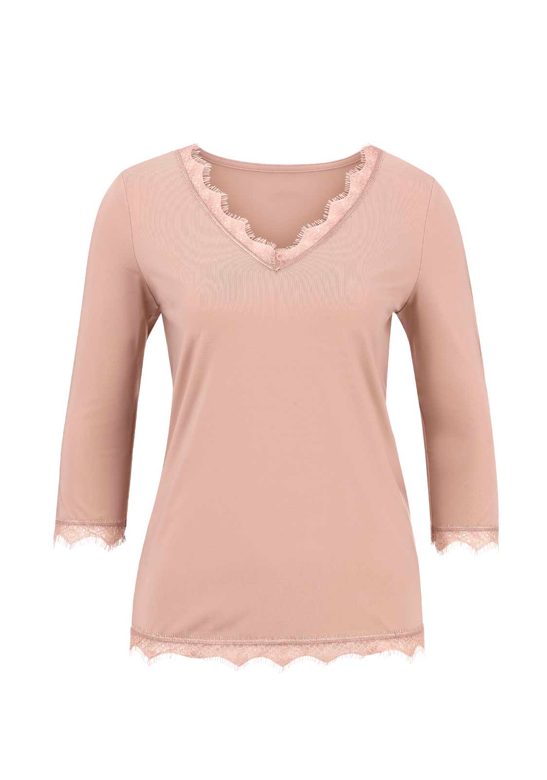 CRéATION L Damen Shirt mit Spitze, beige