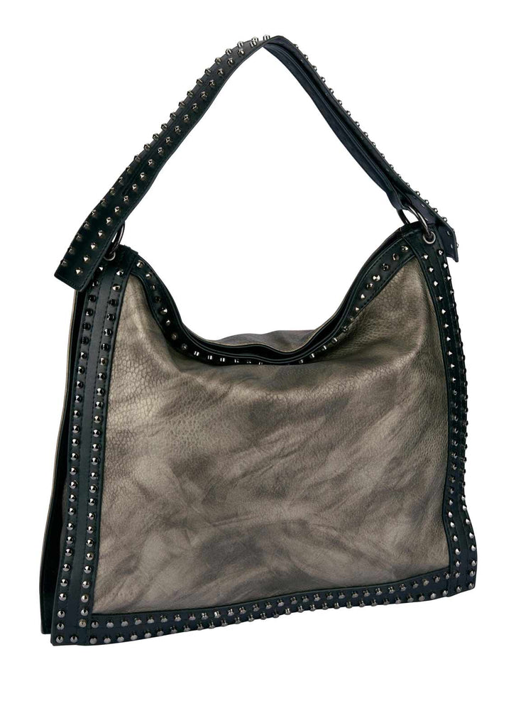 Heine Damen Shopper mit Nieten, taupe-schwarz