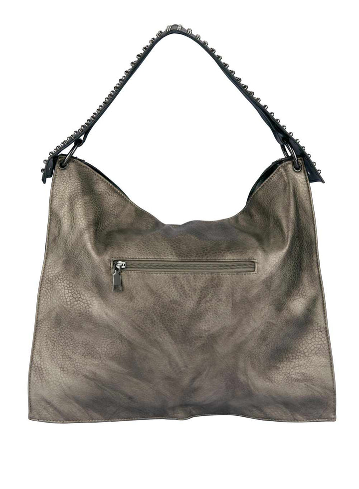 Heine Damen Shopper mit Nieten, taupe-schwarz