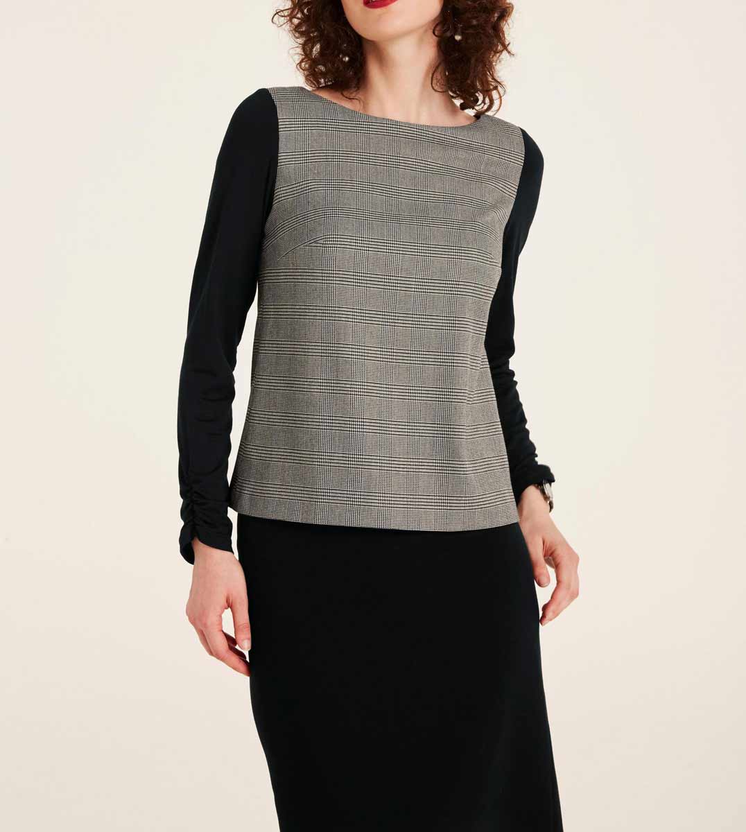 Patrizia Dini Damen Designer-Shirt, schwarz-offwhite