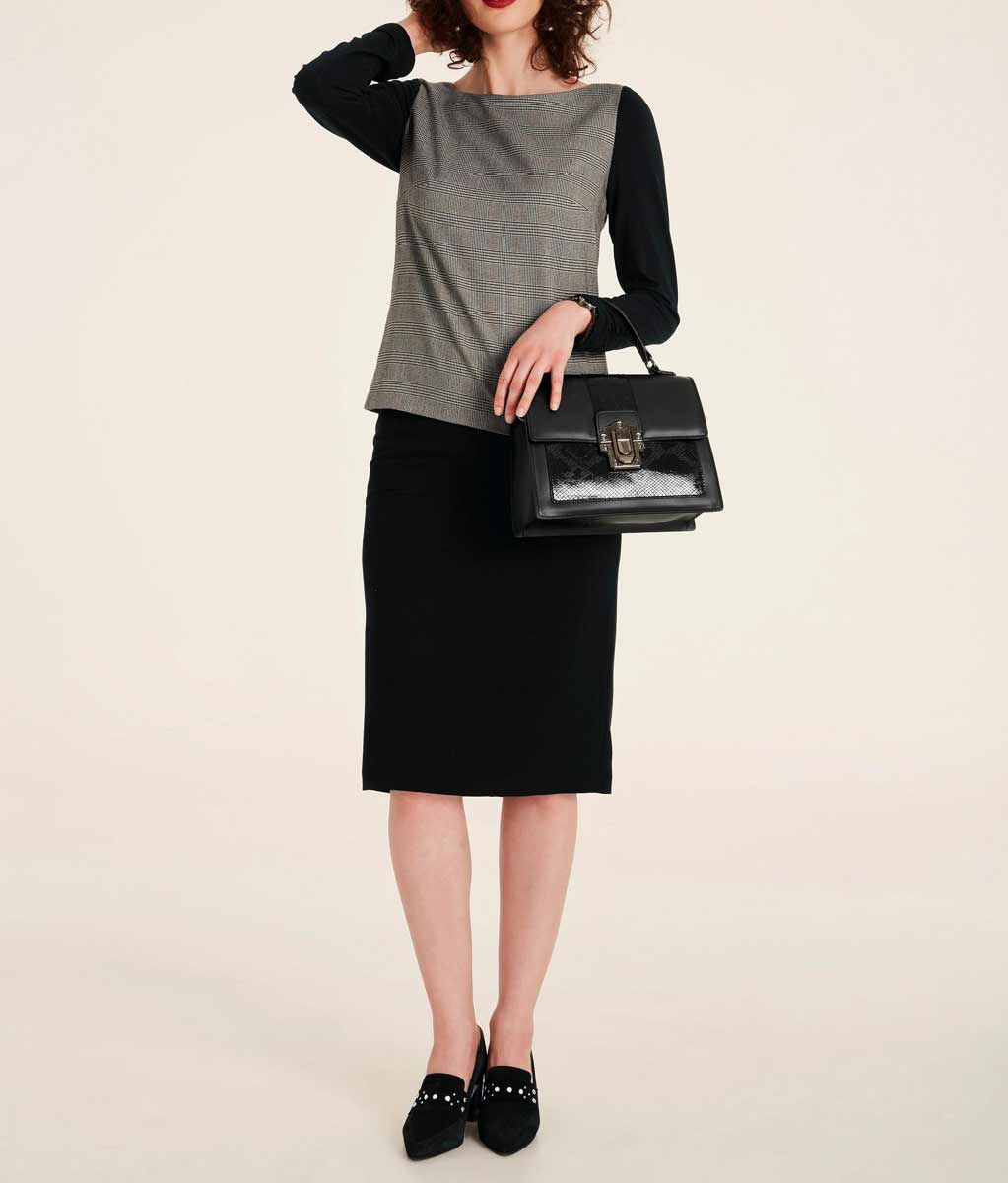 Patrizia Dini Damen Designer-Shirt, schwarz-offwhite