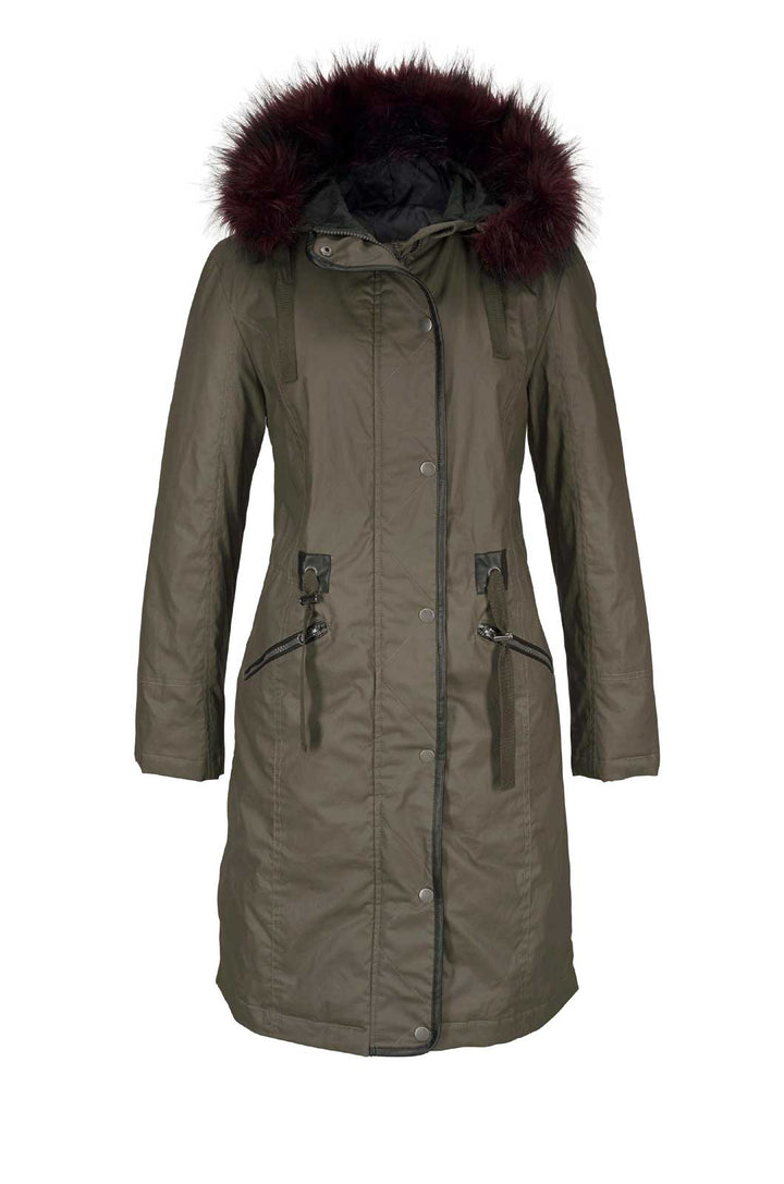 Tamaris Damen Marken-Parka mit Webpelz, khaki