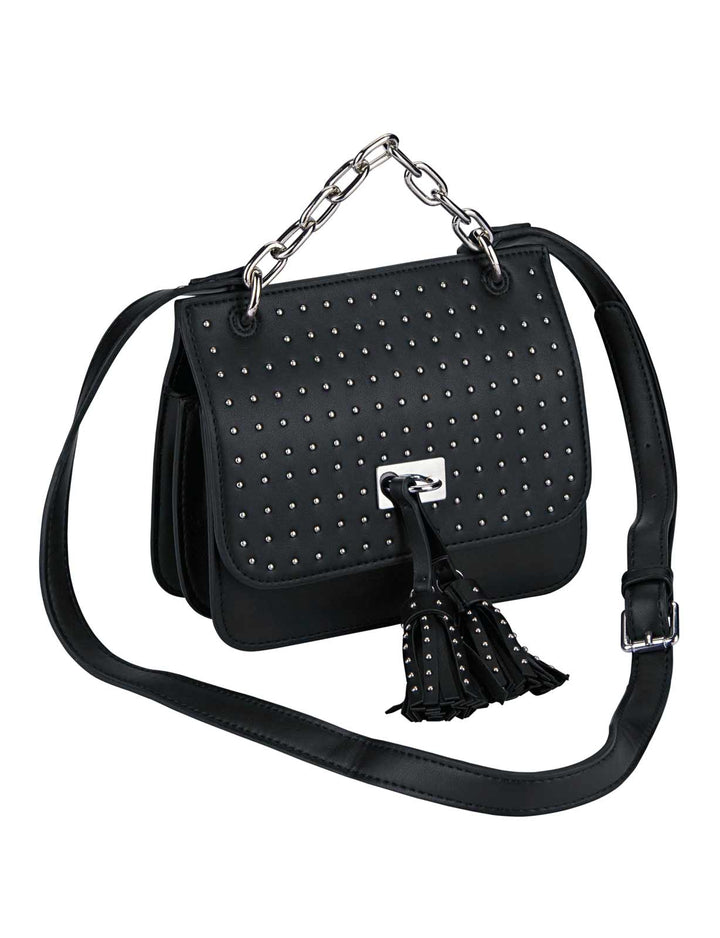 Heine Damen Handtasche mit Nieten, schwarz