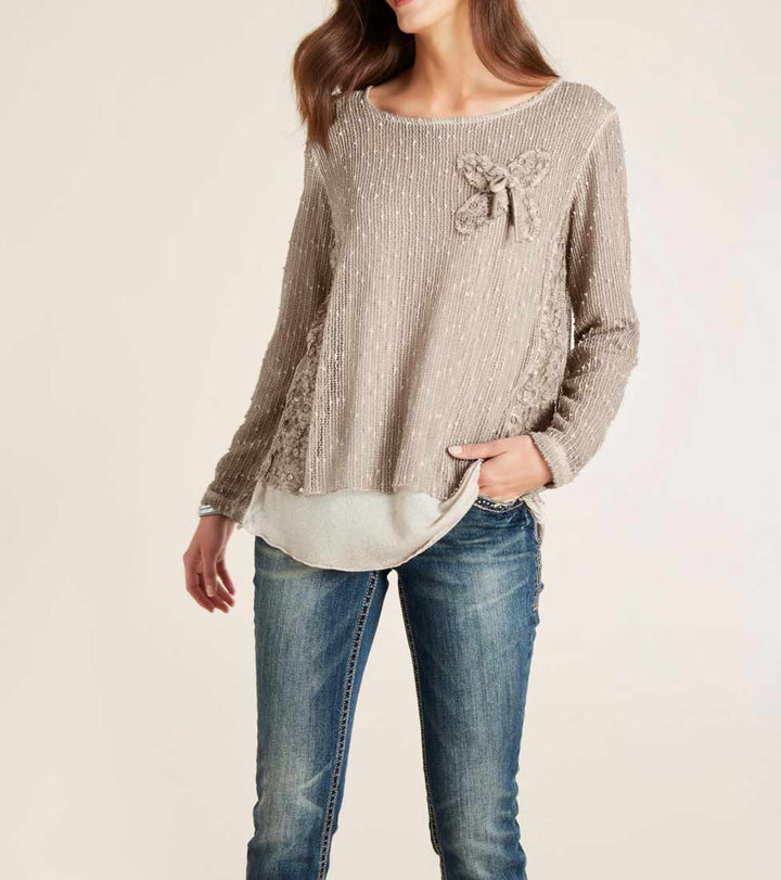 Heine Damen 2-in-1-Shirt mit Spitze, taupe