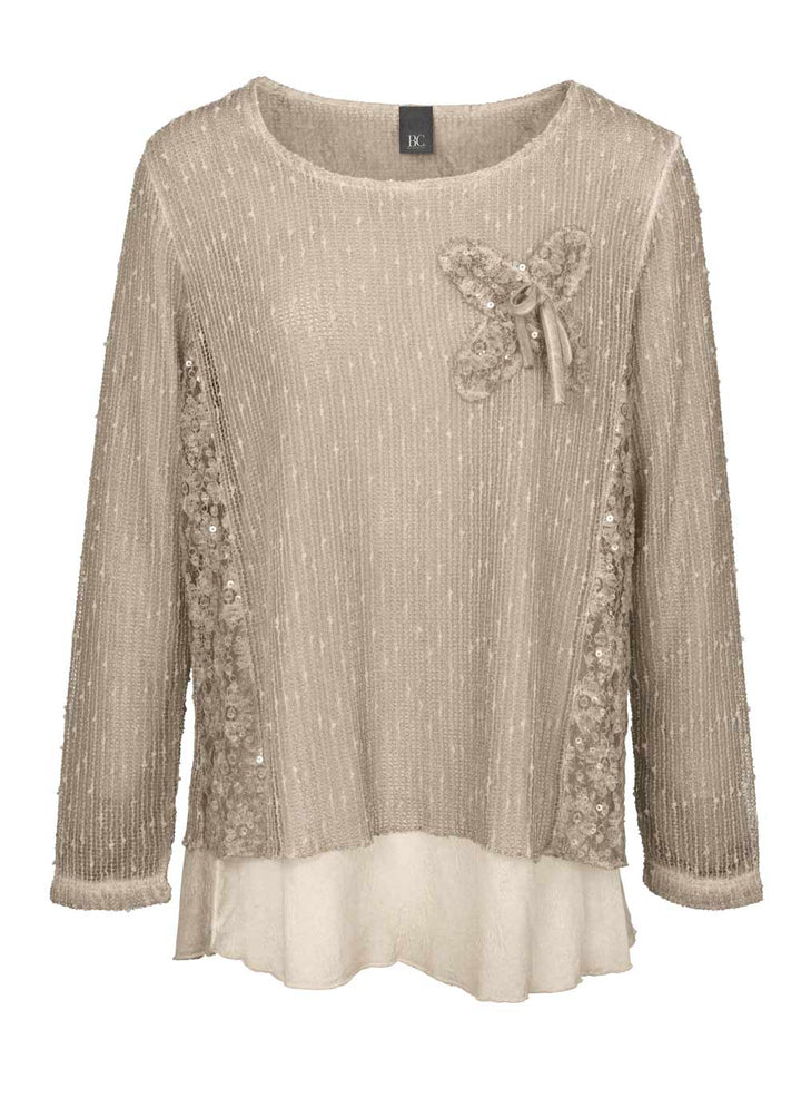 Heine Damen 2-in-1-Shirt mit Spitze, taupe