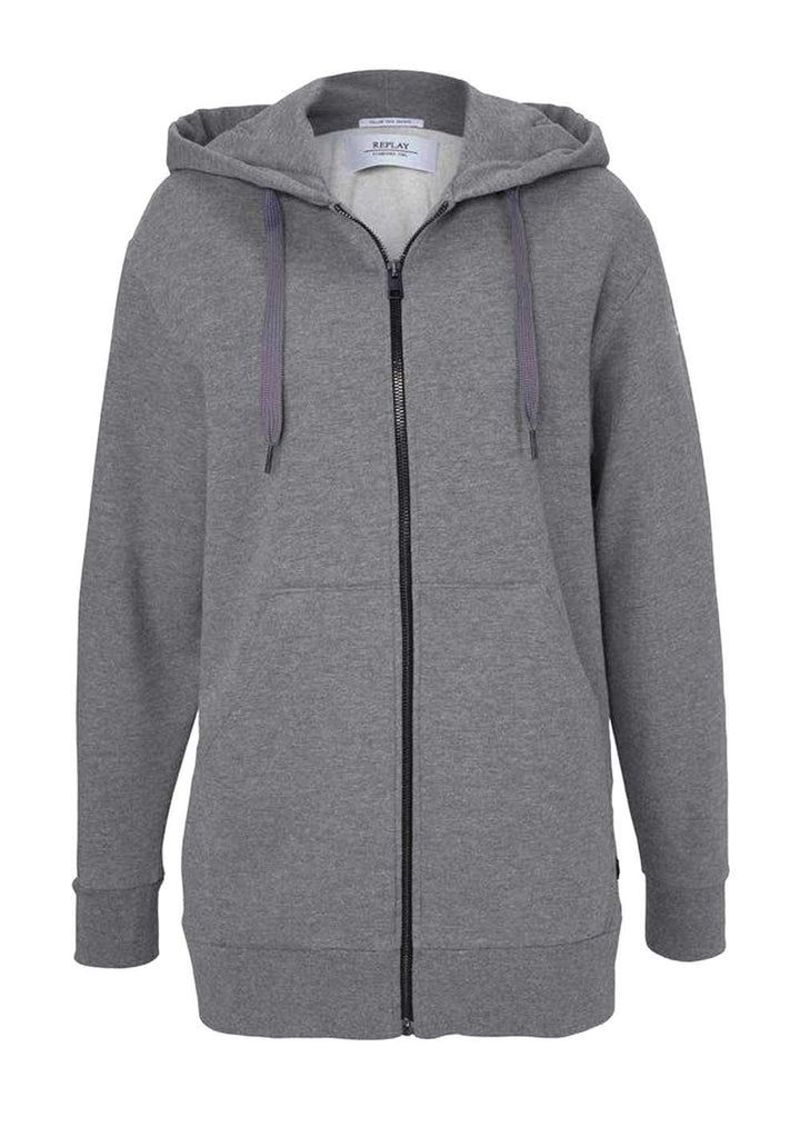 Replay Damen Marken-Sweatjacke, grau-melange