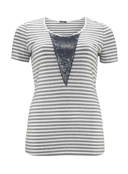 Apart Damen Designer-Shirt, grau-weiß