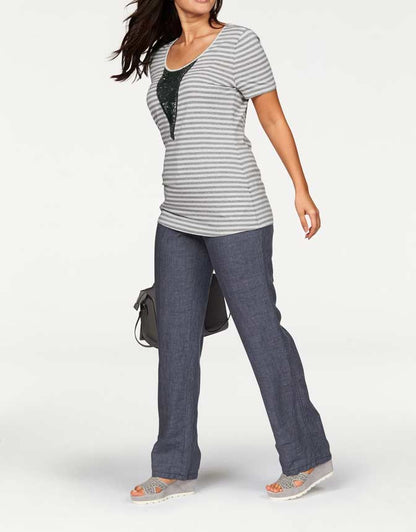 Apart Damen Designer-Shirt, grau-weiß