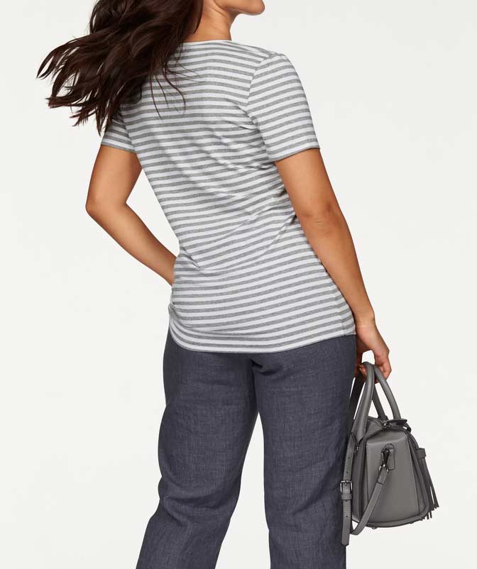 Apart Damen Designer-Shirt, grau-weiß