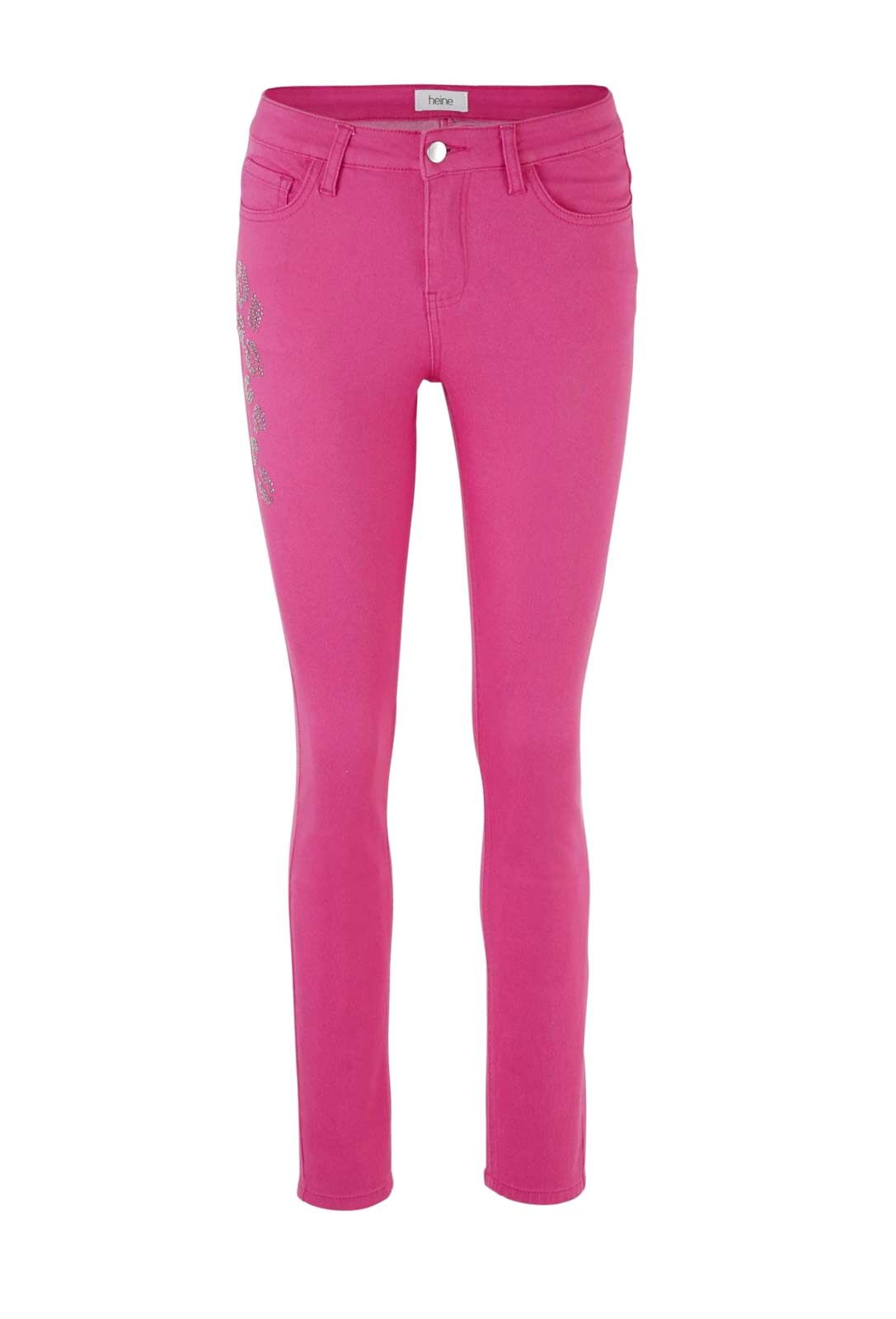 Heine Damen Slim-Fit-Jeans mit Nieten, pink
