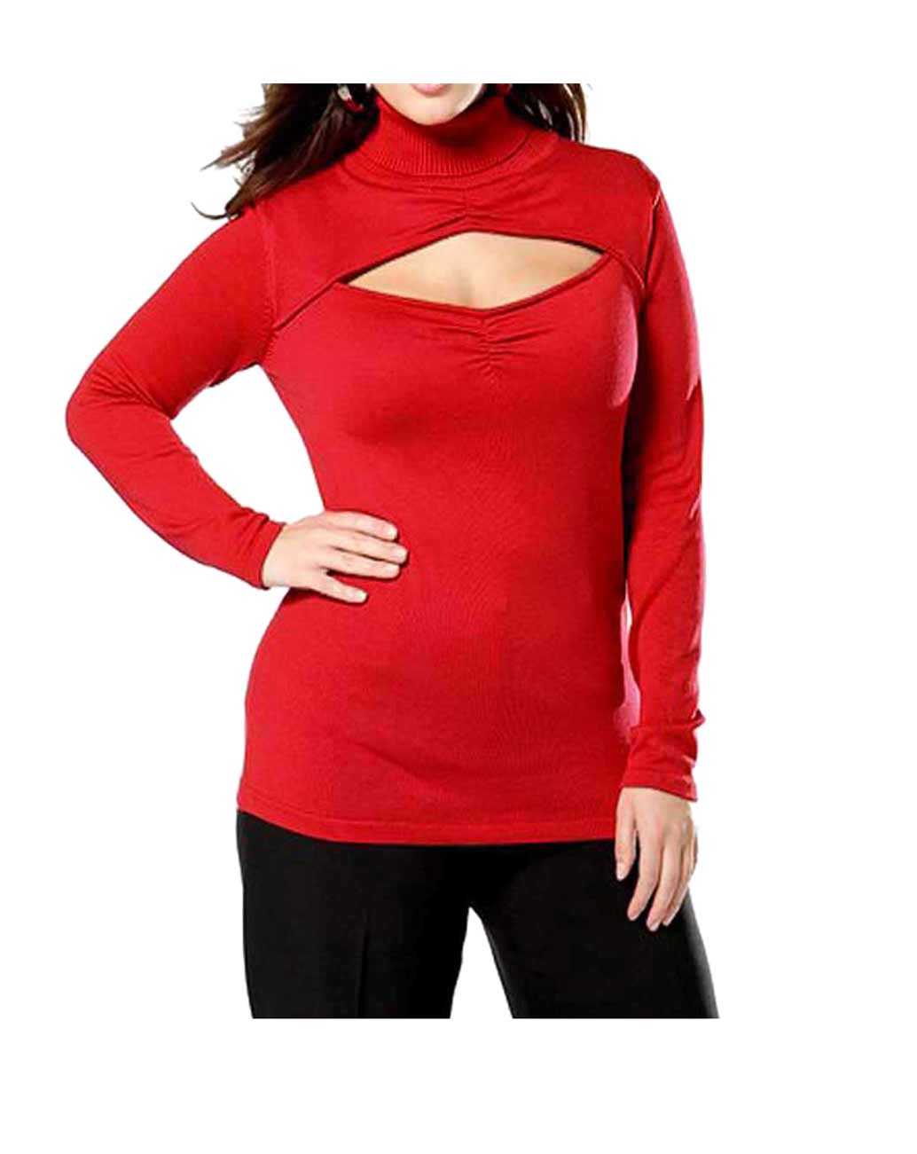 Buffalo Damen Marken-Dekolletépullover, rot