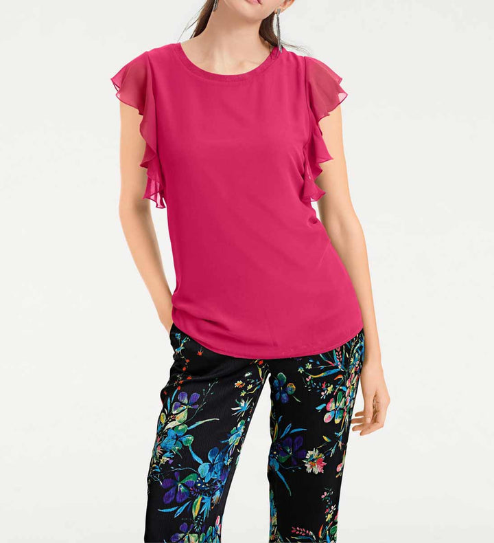 Rick Cardona Damen Designer-Blusenshirt mit Volants, pink