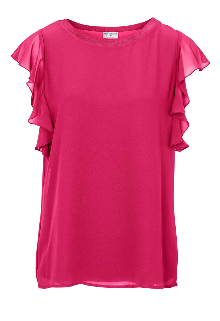 Rick Cardona Damen Designer-Blusenshirt mit Volants, pink