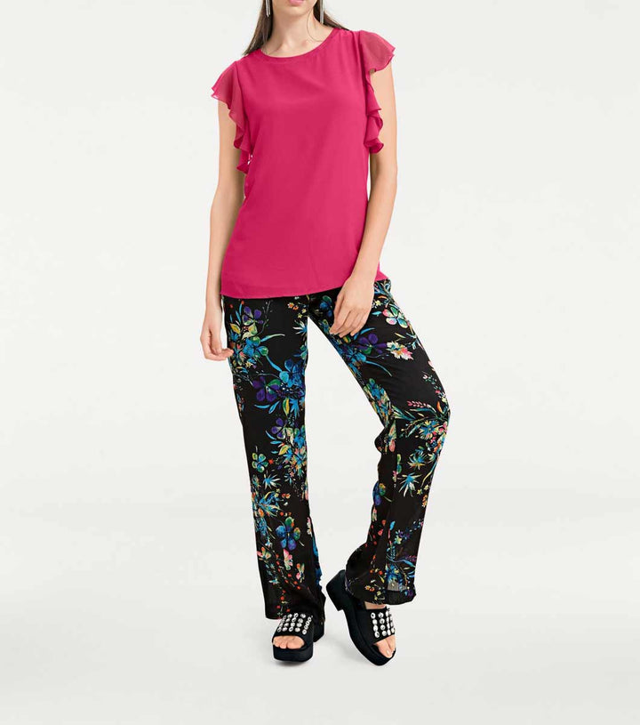 Rick Cardona Damen Designer-Blusenshirt mit Volants, pink