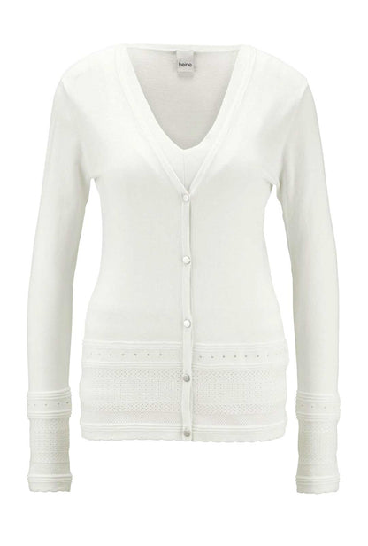 HEINE Damen Strick-Twinset, offwhite