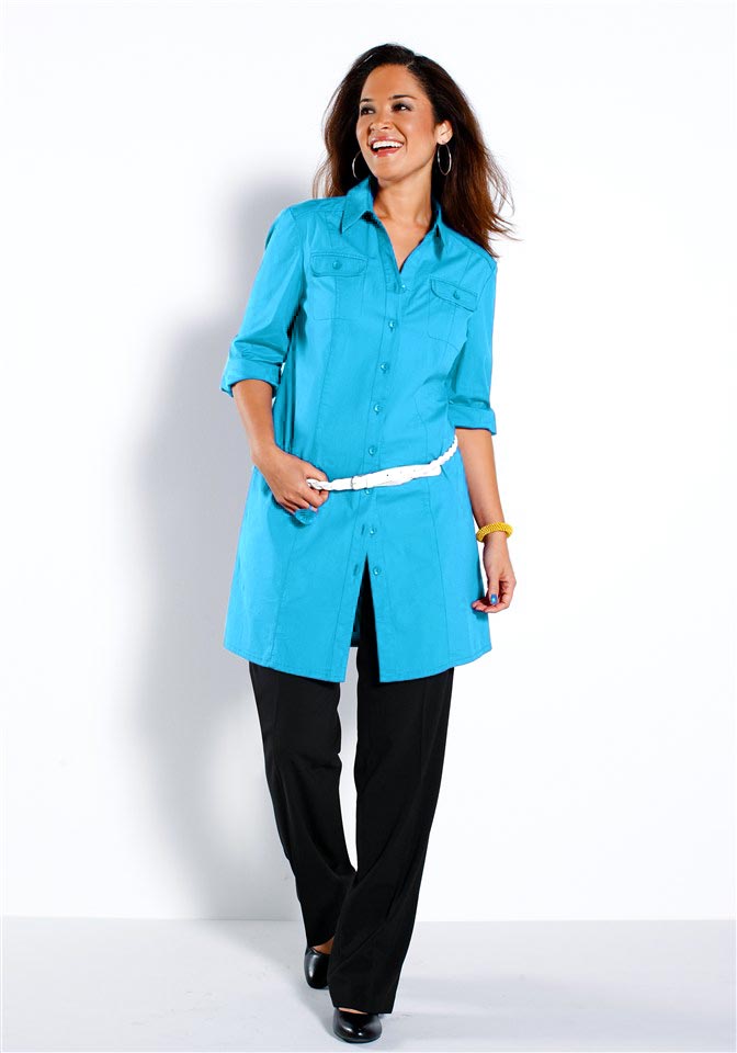 Sheego Damen Blusenkleid, türkis