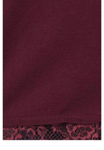 Vivance Collection Damen Rollkragenpullover mit Spitze, bordeaux