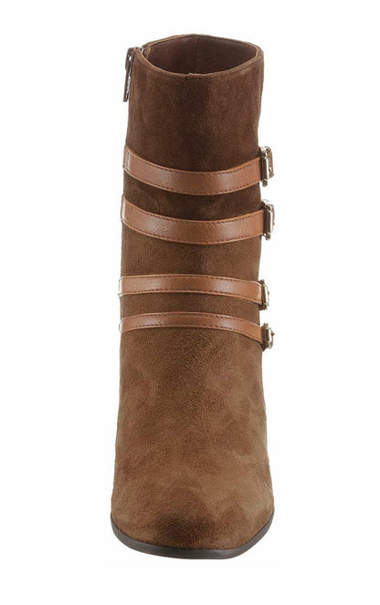 Unisa Damen Marken-Veloursleder-Stiefelette, haselnuss