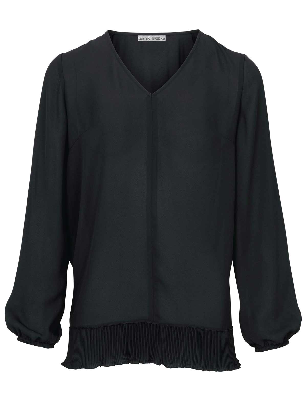 Ashley Brooke Damen Designer-Bluse mit Plisseesaum, schwarz