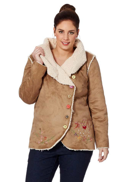 Joe Browns Damen Marken-Lammfellimitat-Jacke, hellbraun