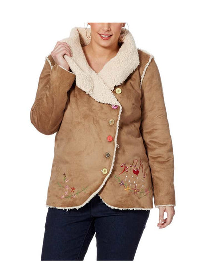 Joe Browns Damen Marken-Lammfellimitat-Jacke, hellbraun