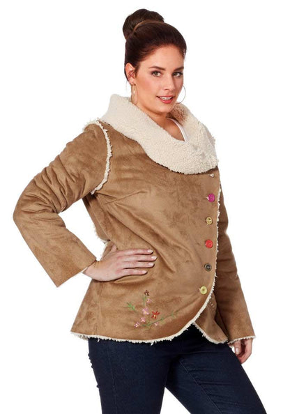 Joe Browns Damen Marken-Lammfellimitat-Jacke, hellbraun