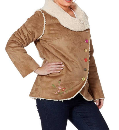 Joe Browns Damen Marken-Lammfellimitat-Jacke, hellbraun