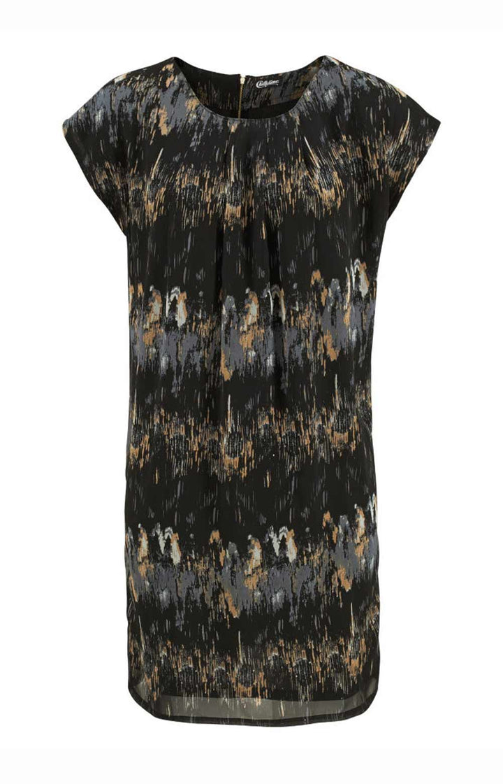 Chillytime Damen Chiffon-Kleid, schwarz-bunt