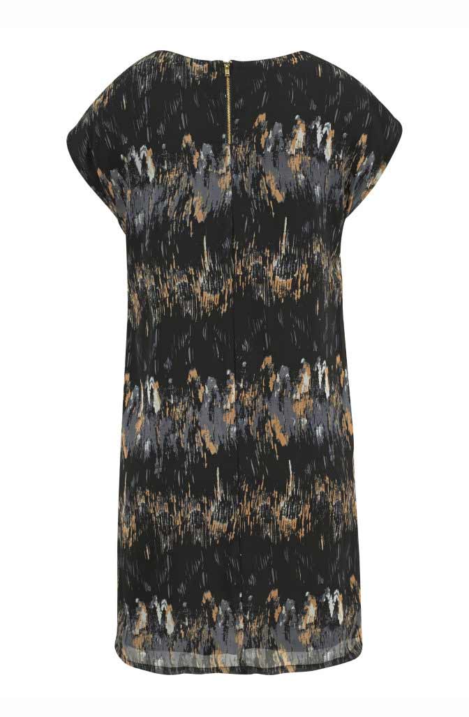 Chillytime Damen Chiffon-Kleid, schwarz-bunt